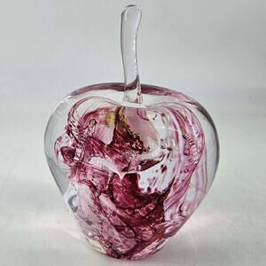 Hand blown art glass Steninge Slott Sweden apple paperweight figurine